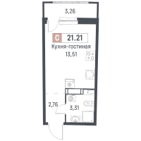 Студия № 355 Корп.: 1 , Секция 2  в ЖК Авиатор