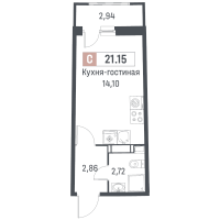 Студия № 86 Корп.: 1 , Секция 1  в ЖК Авиатор