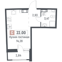 Студия № 451 Корп.: 1 , Секция 2  в ЖК Авиатор
