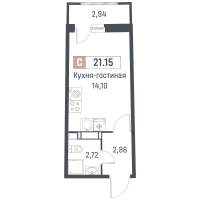 Студия № 1321 Корп.: 1 , Секция 5  в ЖК Авиатор