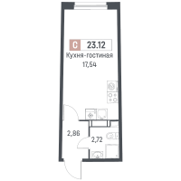Студия № 893 Корп.: 1 , Секция 4  в ЖК Авиатор