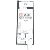 Студия № 197 Корп.: 1 , Секция 1  в ЖК Авиатор