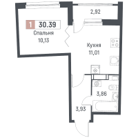 1 ккв № 300 Корп.: 1 , Секция 2  в ЖК Авиатор