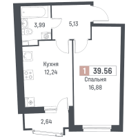 1 ккв № 276 Корп.: 1 , Секция 2  в ЖК Авиатор