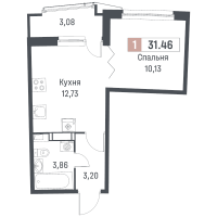 1 ккв № 299 Корп.: 1 , Секция 2  в ЖК Авиатор