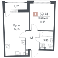 2 ккв (Евро) № 339 Корп.: 1 , Секция 2  в ЖК Авиатор