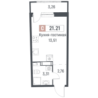 Студия № 675 Корп.: 1 , Секция 3  в ЖК Авиатор