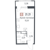 Студия № 692 Корп.: 1 , Секция 3  в ЖК Авиатор