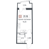 Студия № 1323 Корп.: 1 , Секция 5  в ЖК Авиатор