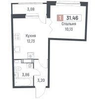 1 ккв № 497 Корп.: 1 , Секция 2  в ЖК Авиатор