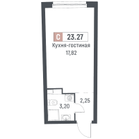 Студия № 284 Корп.: 1 , Секция 2  в ЖК Авиатор