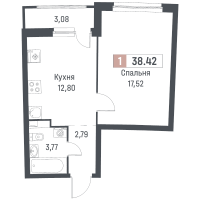 1 ккв № 279 Корп.: 1 , Секция 2  в ЖК Авиатор