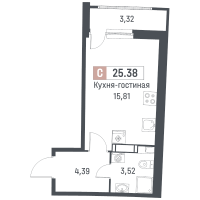 Студия № 466 Корп.: 1 , Секция 2  в ЖК Авиатор