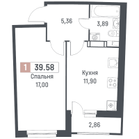 1 ккв № 395 Корп.: 1 , Секция 2  в ЖК Авиатор