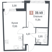 2 ккв (Евро) № 357 Корп.: 1 , Секция 2  в ЖК Авиатор