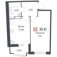 1 ккв № 474 Корп.: 1 , Секция 2  в ЖК Авиатор