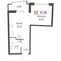 1 ккв № 281 Корп.: 1 , Секция 2  в ЖК Авиатор