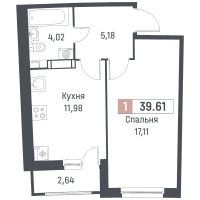 1 ккв № 492 Корп.: 1 , Секция 2  в ЖК Авиатор