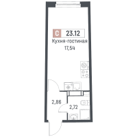 Студия № 38 Корп.: 1 , Секция 1  в ЖК Авиатор