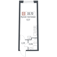 Студия № 877 Корп.: 1 , Секция 4  в ЖК Авиатор