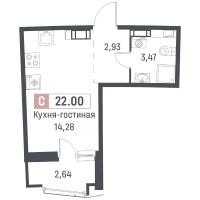 Студия № 397 Корп.: 1 , Секция 2  в ЖК Авиатор