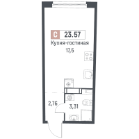 Студия № 337 Корп.: 1 , Секция 2  в ЖК Авиатор