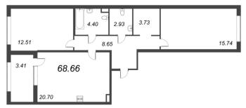 3 ккв (Евро) № 691 Корп.: 5 , Секция 8  в ЖК Б15