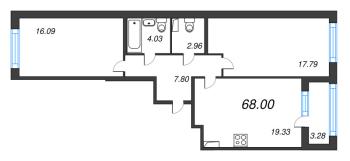 3 ккв (Евро) № 6 Корп.: 1 , Секция 1  в ЖК Б15