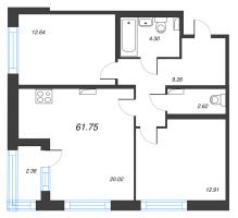 3 ккв (Евро) № 806 Корп.: 3 , Секция 9  в ЖК Б15