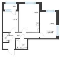 3 ккв (Евро) № 397 Корп.: 4 , Секция 5  в ЖК Б15
