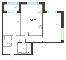 3 ккв (Евро) № 157 Корп.: 1 , Секция 3  в ЖК Б15