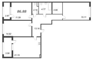 4 ккв (Евро) № 637 Корп.: 5 , Секция 7  в ЖК Б15