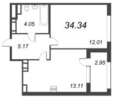 1 ккв № 592 Корп.: 5 , Секция 6  в ЖК Б15