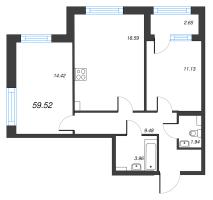3 ккв (Евро) № 404 Корп.: 4 , Секция 5  в ЖК Б15