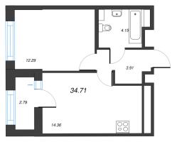 1 ккв № 482 Корп.: 4 , Секция 5  в ЖК Б15