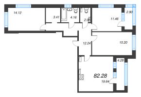 4 ккв (Евро) № 818 Корп.: 3 , Секция 9  в ЖК Б15