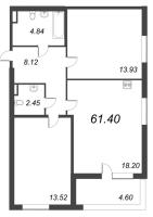 3 ккв (Евро) № 694 Корп.: 5 , Секция 8  в ЖК Б15
