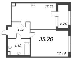 1 ккв № 519 Корп.: 5 , Секция 6  в ЖК Б15