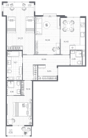 3 ккв № 55 Корп.: 1 , Секция 2  в ЖК BAKUNINA 33