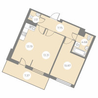 2 ккв (Евро) № 114 Корп.: 9 Уч. 7 , Секция 3  в ЖК БФА в Озерках