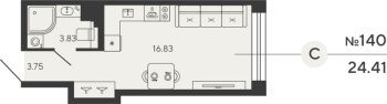 Студия № 140 Дом: 1 Корп.: CARBON , Секция 1  в ЖК Bashni Element