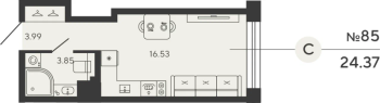 Студия № 85 Дом: 1 Корп.: CARBON , Секция 1  в ЖК Bashni Element