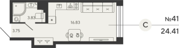 Студия № 41 Дом: 1 Корп.: CARBON , Секция 1  в ЖК Bashni Element