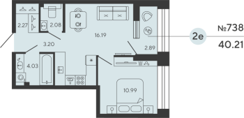 2 ккв (Евро) № 738 Дом: 4 Корп.: PLATINA , Секция 1  в ЖК Bashni Element