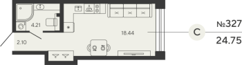 Студия № 327 Дом: 2 Корп.: CUPRUM , Секция 1  в ЖК Bashni Element