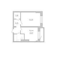 1 ккв № 9/1-4 Корп.: 2-17 , Секция 1  в ЖК Байрон