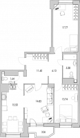 3 ккв № 4/3-5б Корп.: 2-17 , Секция 1  в ЖК Байрон