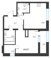 2 ккв (Евро) № 163 Корп.: 5 , Секция 1  в ЖК БелАрт