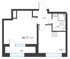 1 ккв № 339 Корп.: 5 , Секция 2  в ЖК БелАрт