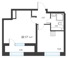 1 ккв № 333 Корп.: 5 , Секция 2  в ЖК БелАрт